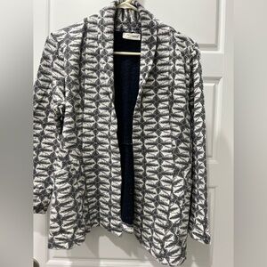 Cotton Textured Open Style Gray and White Jacket